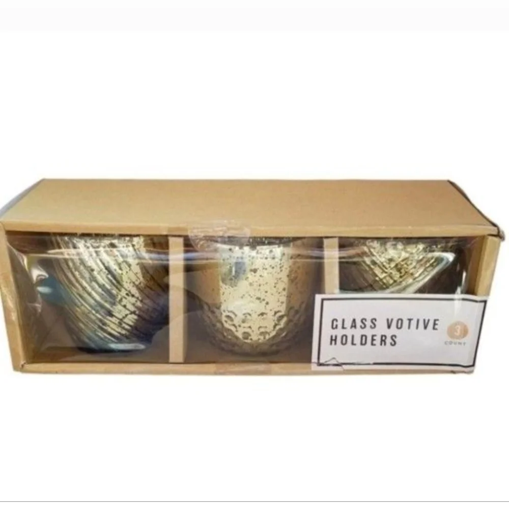 Three Pack Gold Finish Votive Candle Holders
